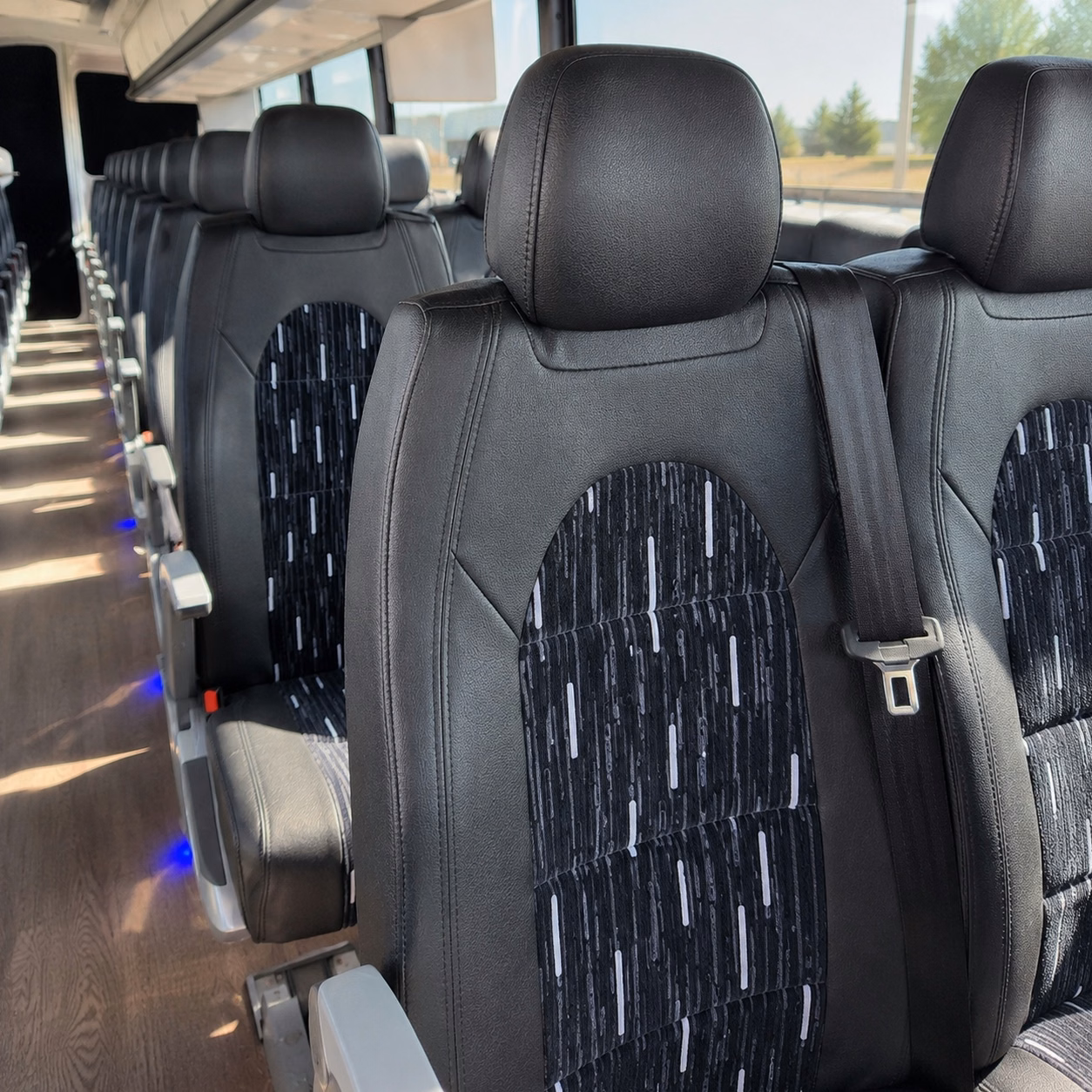 detroit charter bus rental interior